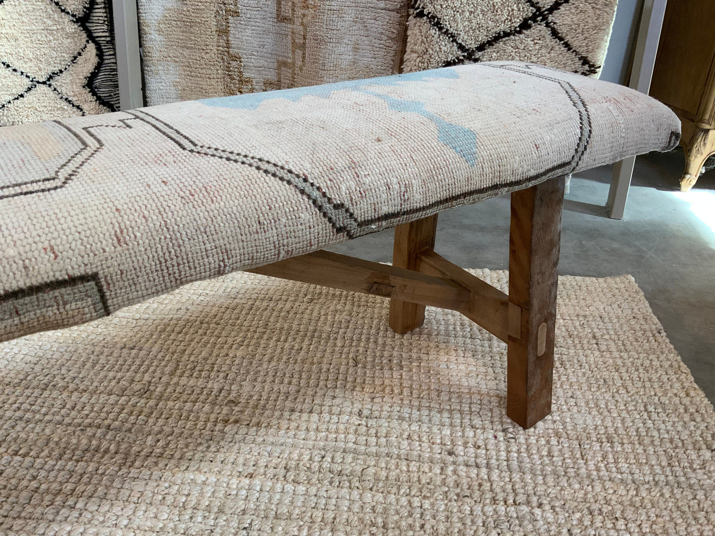 LG - Vintage Rug Upholstered Wood Bench